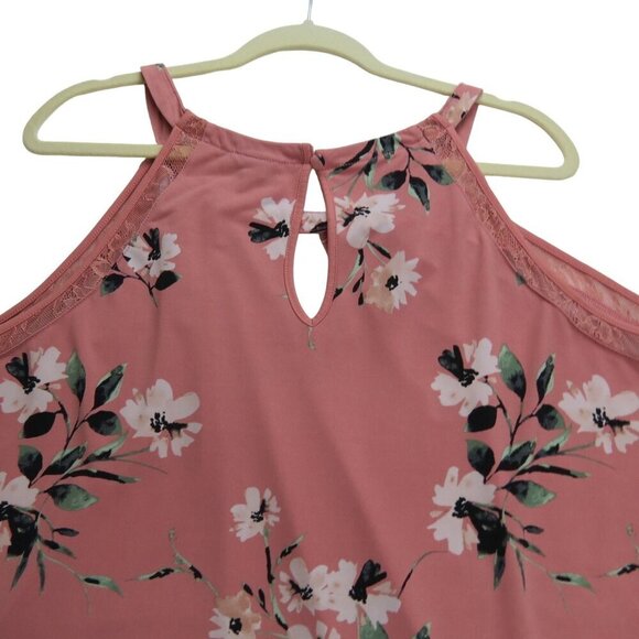 TORRID Women's Peach Floral Studio Knit High Neck Keyhole Top 4/4x Sleeveless - Picture 5 of 9